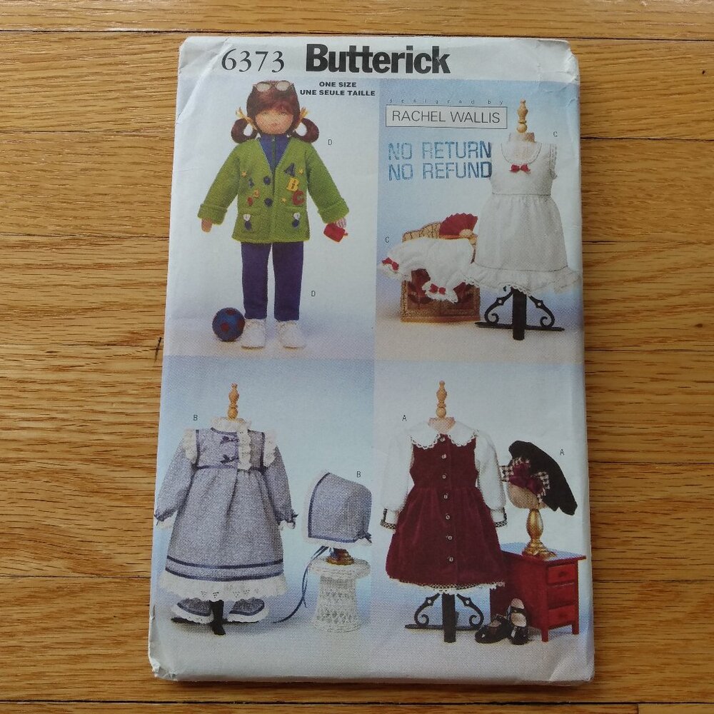 Vintage 23" Doll Clothes Sewing Pattern Prairie Pioneer Dress Modern Outfit 6373